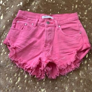 Pink jean shorts by Mustard Seed